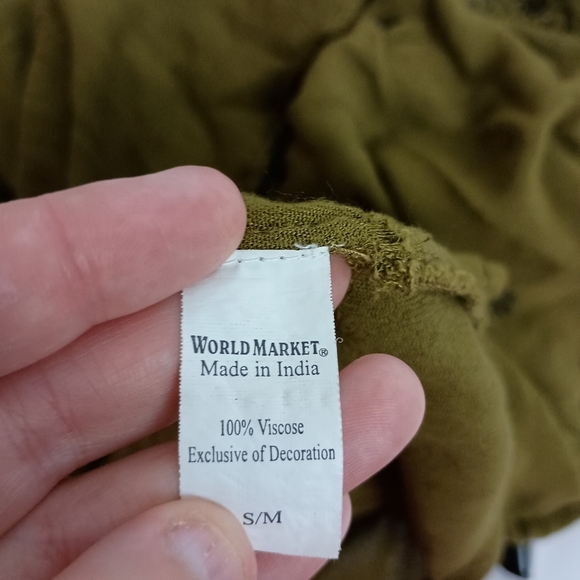 WORLD MARKET Olive Dress with Floral Embroidery Victorian,Cottage(#820) - Picture 3 of 8